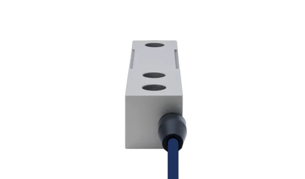 SBS load cell end view showing mounting holes and cable entry